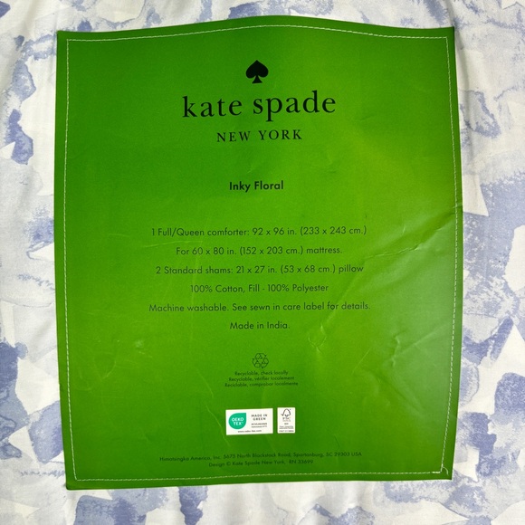 NWT KATE SPADE Inky Floral Comforter Set - Picture 4 of 4